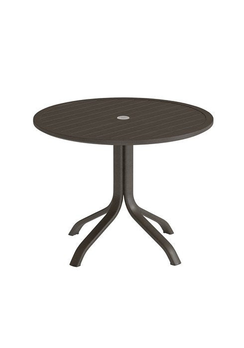Tropitone Horizon Slat 42 Round KD Pedestal Dining Umbrella Table