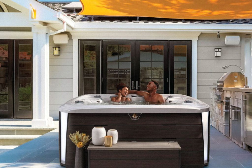 Backyard spa and sauna installed by The Man Cave Store crew