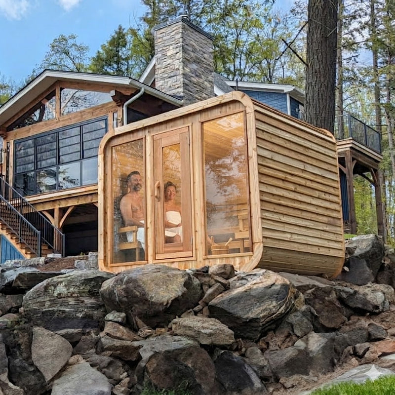 Cedar barrel sauna with free Labor Day delivery