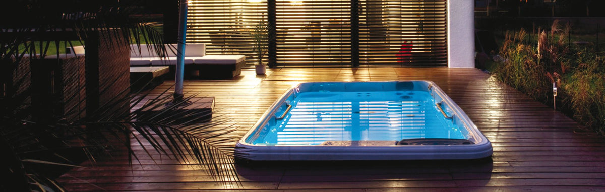 Swim spa on a patio