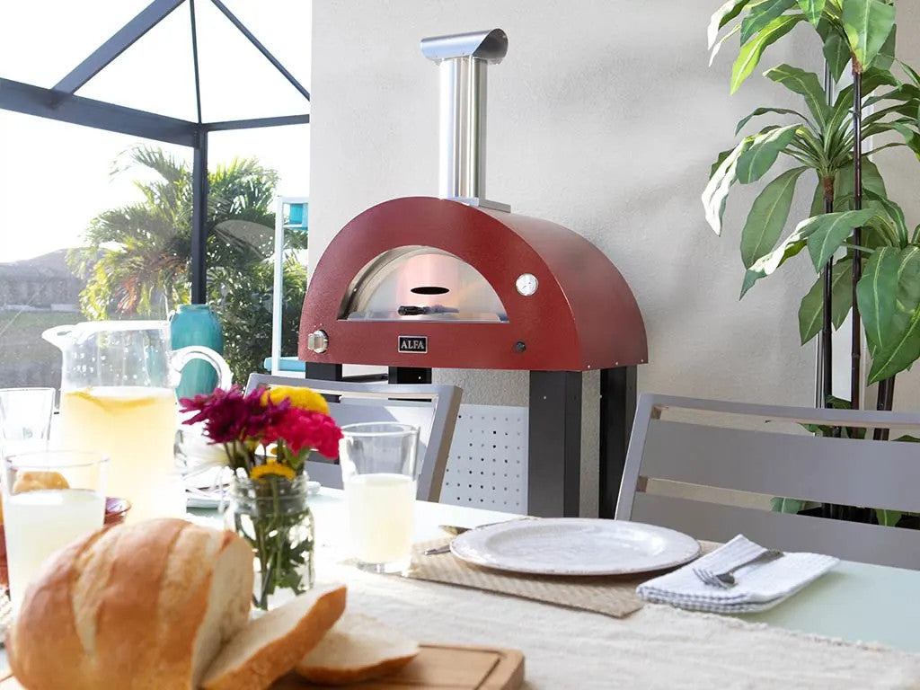 Alfa Forni Moderno 2 Pizze Wood Antiique Red